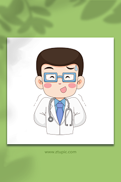 卡通表情包医生医护人物元素插画