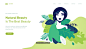 扁平化森林森系女孩美女矢量插画UI网页海报banner海报06 UI设计 网页设计