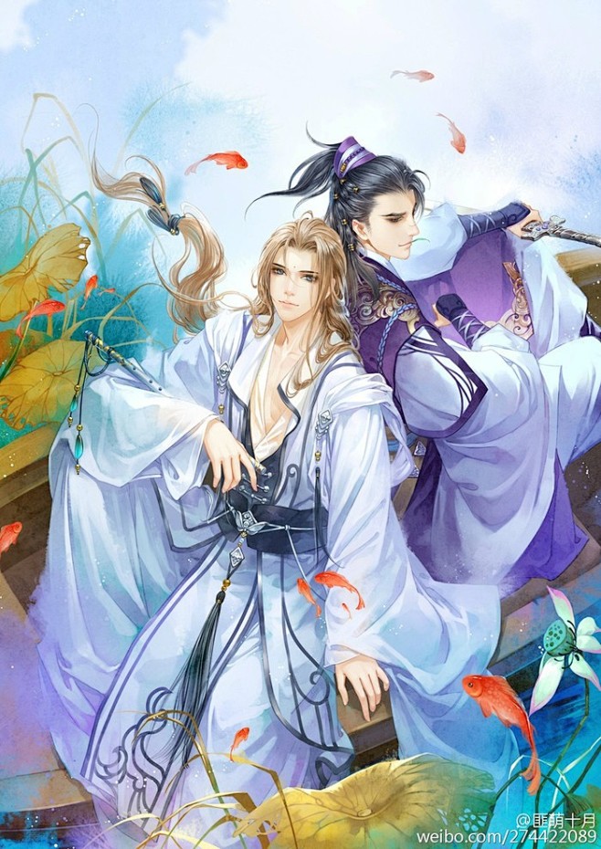 匪萌十月古装妖孽帅哥古风美男子古代公子动漫美少年精美插画漫画唯美