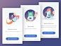 Launchr App Onboarding intro aliens moon space rocket illustration ios mobile