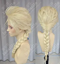 鹿家美人尖盘发冰雪奇缘艾莎Elsa淡金加厚发饰cosplay假发-tmall.com天猫