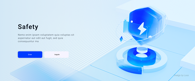 3D glass type icon b...