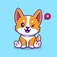 卡通狗狗表情包眨眼可爱小狗插画艺术设计素