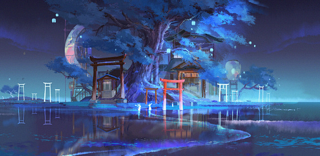 Torii and moon, ya w...