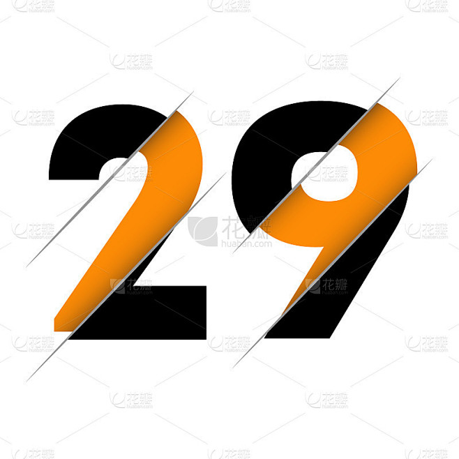 29 29数字标志设计与一个创造性的削减和黑色的圆圈背景。创造性的标志设计。