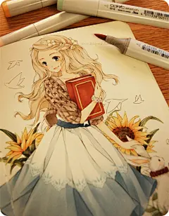 插画手绘 二次元美女 动漫 意境 蓝色 壁纸…_来自村长大大的图片分享-堆糖
