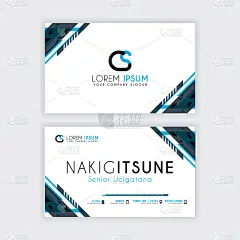 简单的名片，首字母CS圆角与蓝色和灰色的角装饰。