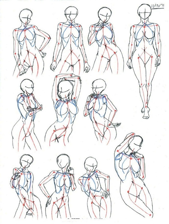 #设计秀#  动漫人体这种东西，练多少都...