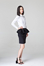 YE'S叶谦原创设计品牌女装黑色真丝荷叶腰摆半裙 原创 设计 新款 2013