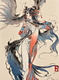 昔日人间妖艳子， 化身精卫展翅蓬