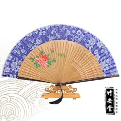 【竹安堂】折叠扇手绘古典折扇中国风真丝女扇子古风礼品扇工艺扇-淘宝网