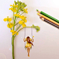 19-Year-Old Artist Uses Flowers and Food to Complete Her Colorful Drawings : Kristina Webb is a 19-year-old New Zealander whose vibrant drawings are complemented by her creative use of 3D objects. Using colored pencils as a base, the artist produces reali