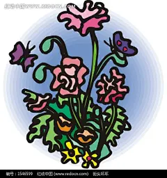 手绘盛开的花朵边的蝴蝶插画|粉色花朵|蝴蝶|绿叶|盛开的花朵|矢量素材|手绘|叶子|手绘汽车手绘|手绘POP手绘pop字体|手绘拉面手绘人物|手绘海报手绘