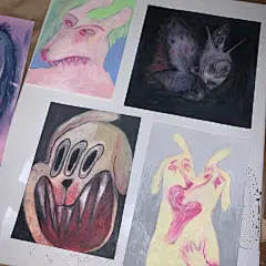 油画棒｜一些小狗和黑暗里的蝴蝶小人 - 小红书