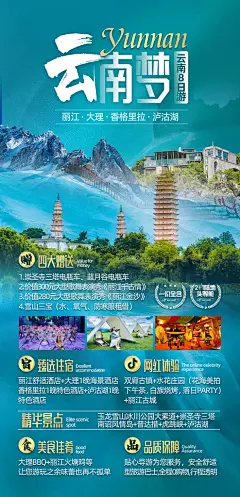 云南大理昆明丽江腾冲旅游海报