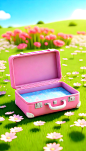 a-open-empty-pink-suitcase-on-the-wide-grass-surro-upscaled