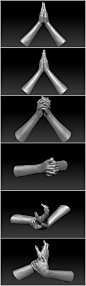 ZBrush/maya/3dmax/C4d超精细女性手臂雕刻姿势手势3D打印级别3D模型合集  女性手臂手指手势雕刻参考高清图 CG原画参考设定