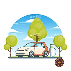 新能源车卡通插画  - 源文件下载【酷图网】新能源汽车,新能源,汽车海报,绿色能源,电动汽车科技,新能源科技,电动汽车海报,绿色环保海报,电动汽车,智能汽车,充电桩,智能汽车插画,电动汽车插画,汽车充电,绿色出行,低碳环保,智慧出行