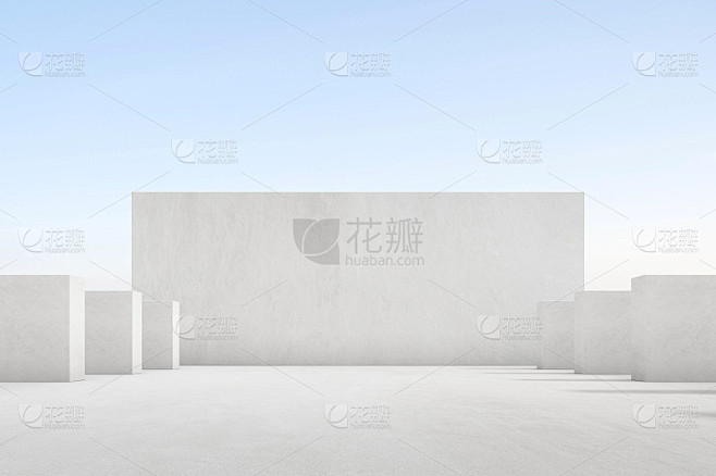 抽象具体建筑背景的三维插图。