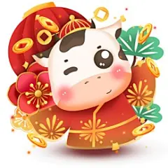 春节牛年可爱小奶牛卡通形象拜年祝贺牛年插画