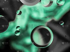 彩色超现实迷幻抽象液体背景。水和油滴带有小气泡