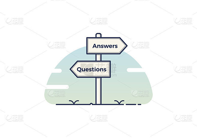 指示问题和答案的路标。矢量图