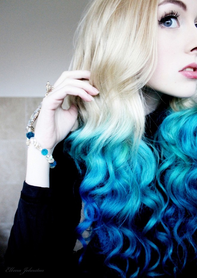 Blue dip dyed ombre ...