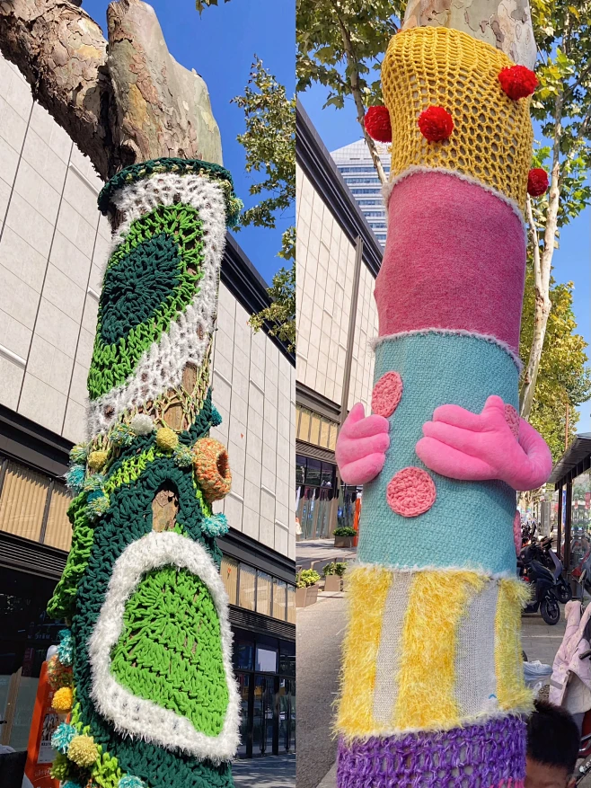 FiberArt｜南京街头一夜长出毛线做...
