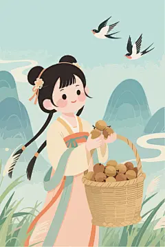 白露节气古风女孩