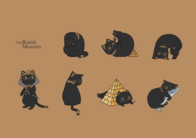 大英博物馆 安德森猫 品牌IP创作 产品衍生设计平面IP形象三不开开 - 原创作品