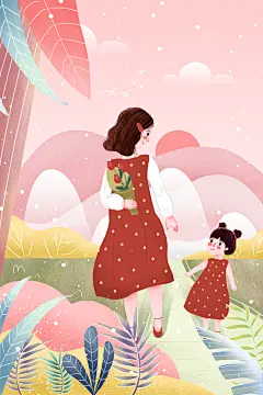 简约大气母亲节插画设计