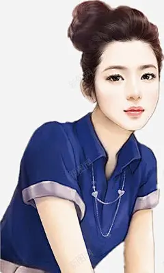 手绘蓝短袖戴项链美女高清素材 戴项链 手绘 美女 蓝短袖 元素 免抠png 设计图片 免费下载 页面网页 平面电商 创意素材