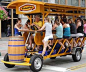 Food trucks are old news, the hottest fad in the mobile food and drink industry is now the pedal pub. The pedal pub is a mobile bar station that is steered by your trusty bartender - don't even think about buying him/her shots - and powered by the drunken