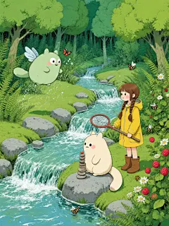 塔塔丨绿意森系 治愈童话插画-LoRA-塔塔呀-LiblibAI