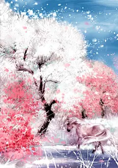 唯美水彩手绘古风插画中国风建筑花卉山水画装饰美化JPG设计素材
