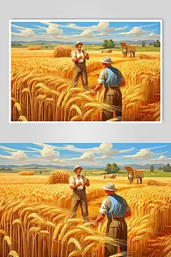 AI数字艺术劳动人物插画