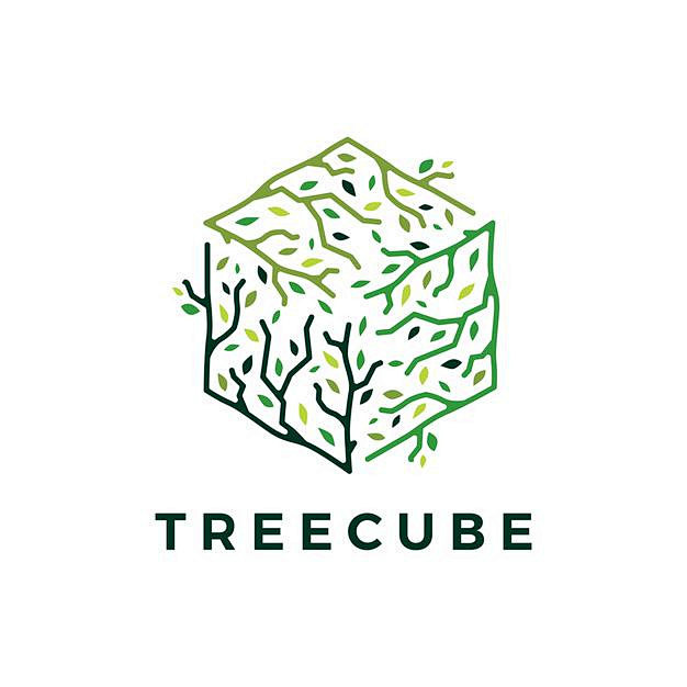 植物藤蔓树枝，立方体，绿色科技logo标...