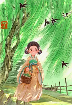 （二十四节气古风插画）清明_柿子葉c__插画师作品_涂鸦王国gracg.com