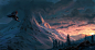 Snowy rocky sunset speedies, Michal Kus : Having fun with this theme and color palette, while having Skyrim on my mind :)
