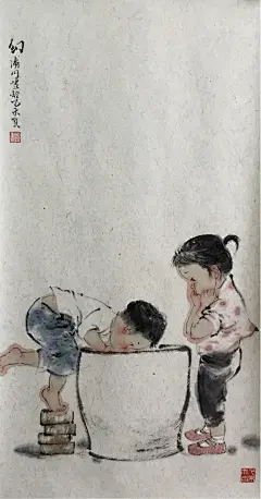 【80后美女画家潘川的童趣水墨画作品】
小時候，幸福是件簡單的事；長大了，簡單是件幸福的事⋯⋯