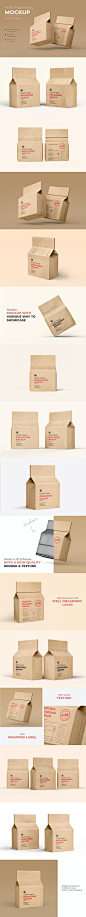 14个牛皮纸袋食品包装设计VI样机展示模型mockups