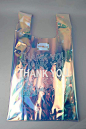 GELAREH MIZRAHI HOLOGRAM IRIDESCENT SEE THROUGH THANK YOU BODEGA BAG