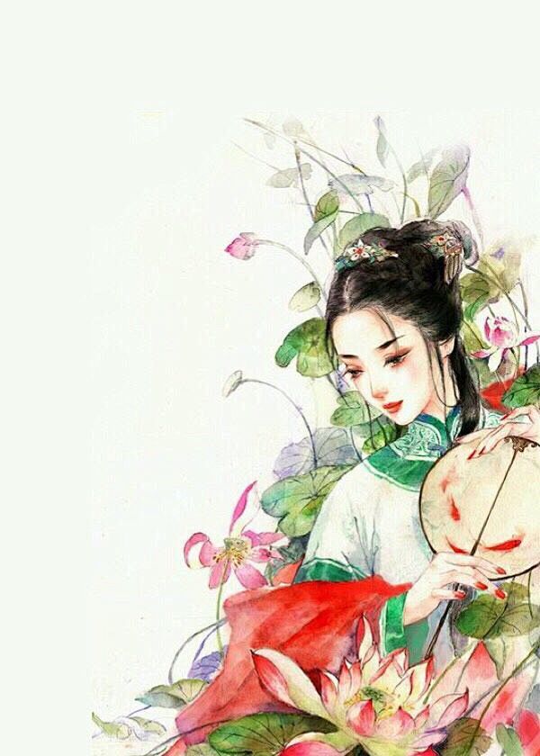 古风 女 执扇  花间