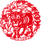 2021年牛年剪纸红色新年春节喜庆插画PNG窗花AI矢量PSD模板PS素材