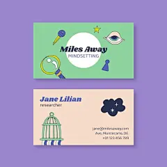 复古美式动画片风格名片模板矢量图设计素材