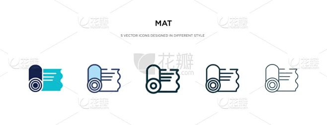 mat icon in different style two colored and