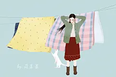 偷得浮生半日闲-闫听听_插画,小清新,猫咪_涂鸦王国插画