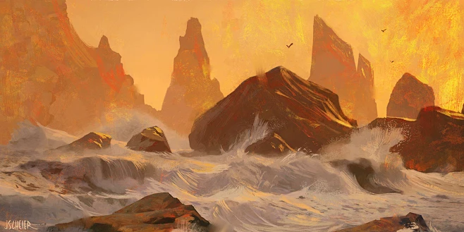ocean and rocks study, jason scheier : something I started last night ...