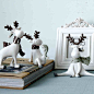 北欧风格圣诞节礼物可爱白色小麋鹿客厅创意树脂动物装饰品摆件-tmall.com天猫