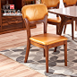 光明家具 全实木餐椅进口乌金木椅子餐桌椅 现代中式餐椅皮餐椅